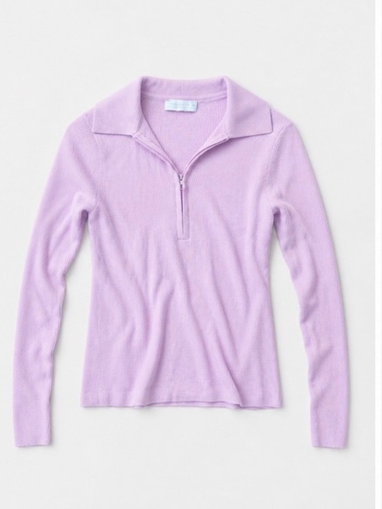 Abercrombie & Fitch Tops - Abercrombie & Fitch Pink Merino Ribbed Half-Zip Top